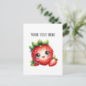 Cute fresh strawberry customizable vendors briefkaart (Staand voorkant)