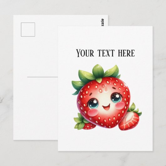 Cute fresh strawberry customizable vendors briefkaart (Voorkant / Achterkant)