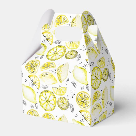 Cute Fresh Summer Lemon Citrus Doodle Yellow Bedankdoosjes (Achterkant)