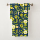 Cute Fresh Summer Lemon Citrus Doodle Yellow Blue Bad Handdoek (Insitu)