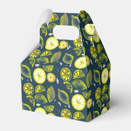 Cute Fresh Summer Lemon Citrus Doodle Yellow Blue Bedankdoosjes (Achterkant)