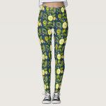Cute Fresh Summer Lemon Citrus Doodle Yellow Blue Leggings<br><div class="desc">Dit ontwerp maakt jou en je huis uniek en mooi</div>