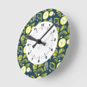 Cute Fresh Summer Lemon Citrus Doodle Yellow Blue Ronde Klok (Hoek)