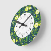 Cute Fresh Summer Lemon Citrus Doodle Yellow Blue Ronde Klok (Hoek)