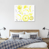 Cute Fresh Summer Lemon Citrus Doodle Yellow Canvas Afdruk (Insitu (Slaapkamer))