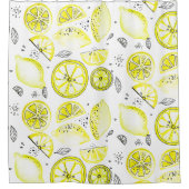Cute Fresh Summer Lemon Citrus Doodle Yellow Douchegordijn (Voorkant)