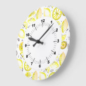 Cute Fresh Summer Lemon Citrus Doodle Yellow Grote Klok (Hoek)