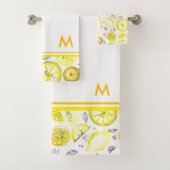Cute Fresh Summer Lemon Citrus Doodle Yellow Large Bad Handdoek (Insitu)