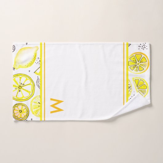 Cute Fresh Summer Lemon Citrus Doodle Yellow Large Bad Handdoek (Handdoek)