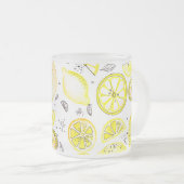 Cute Fresh Summer Lemon Citrus Doodle Yellow Large Matglas Koffiemok (Voorkant rechts)