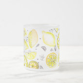 Cute Fresh Summer Lemon Citrus Doodle Yellow Large Matglas Koffiemok (Center)