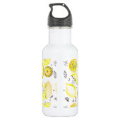 Cute Fresh Summer Lemon Citrus Doodle Yellow Large Waterfles (Achterkant)
