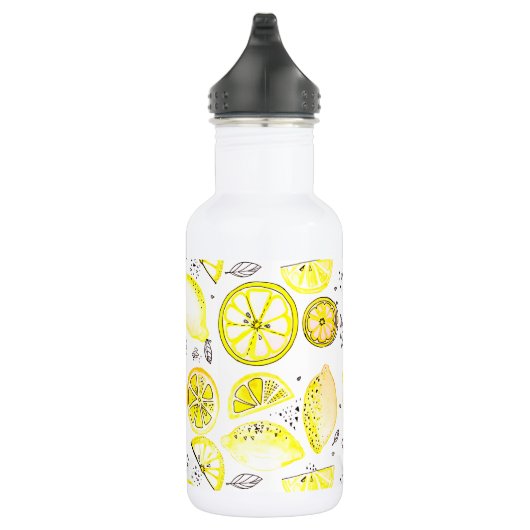 Cute Fresh Summer Lemon Citrus Doodle Yellow Large Waterfles (Rechts)