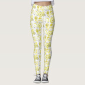 Cute Fresh Summer Lemon Citrus Doodle Yellow Leggings (Voorkant)