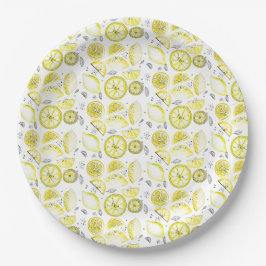 Cute Fresh Summer Lemon Citrus Doodle Yellow Papieren Bordje