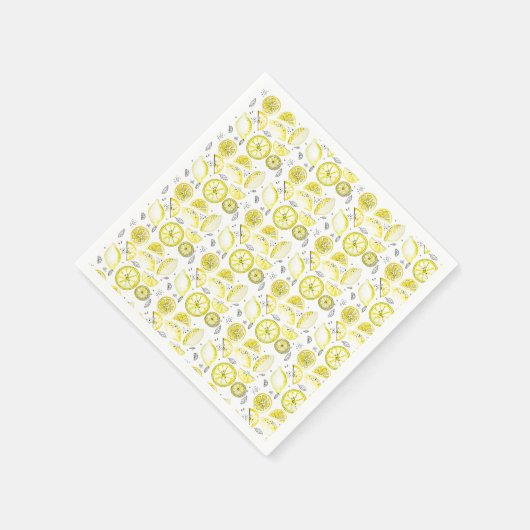 Cute Fresh Summer Lemon Citrus Doodle Yellow Servet (Hoek)