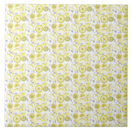 Cute Fresh Summer Lemon Citrus Doodle Yellow Tegeltje