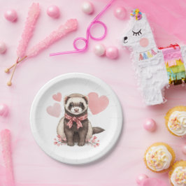 Cute Fret Kawaii Roze Harten Illustratie Papieren Bordje