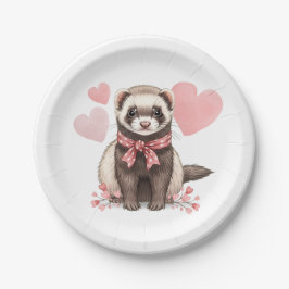 Cute Fret Kawaii Roze Harten Illustratie Papieren Bordje