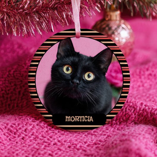 Cute Frida Kahlo& Black Cat Feline Pet Name& Photo Keramisch Ornament