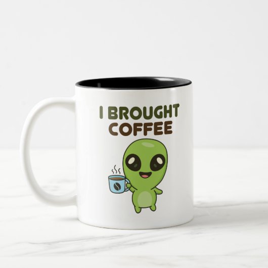 Cute Friendly Alien I Tweekleurige Koffiemok (Links)