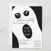 Cute Friendly Black White Ghost Halloween Party Kaart (Voorkant)