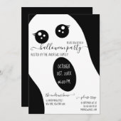Cute Friendly Black White Ghost Halloween Party Kaart (Voorkant / Achterkant)