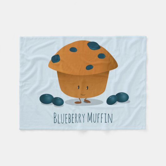Cute Friendly Blueberry Muffin Cartoon Character Fleece Deken (Voorkant (Horizontaal))