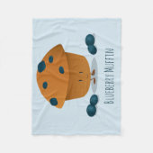 Cute Friendly Blueberry Muffin Cartoon Character Fleece Deken (Voorkant)