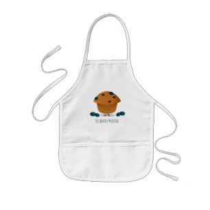 Cute Friendly Blueberry Muffin Cartoon Character Kinder Schort