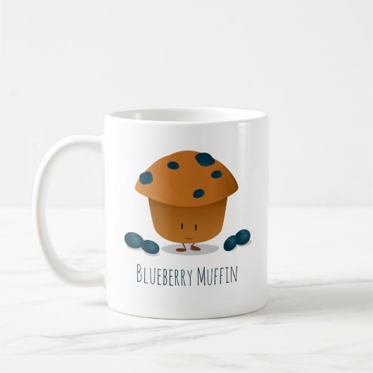 Cute Friendly Blueberry Muffin Cartoon Character Koffiemok (Links)