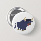 Cute Friendly Cartoon Bull Button Badge (Voorkant /achterkant)