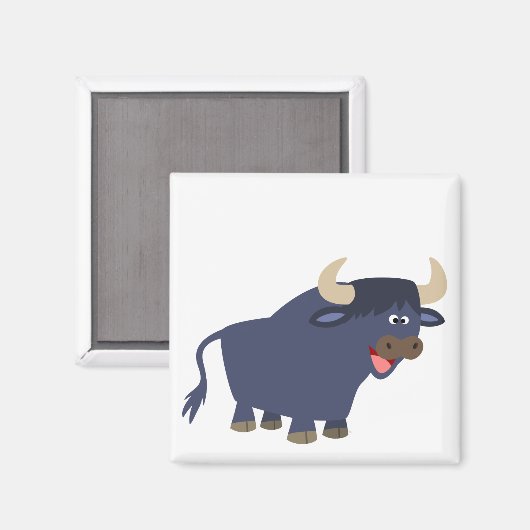 Cute Friendly Cartoon Bull Magnet (Voorkant / Achterkant)