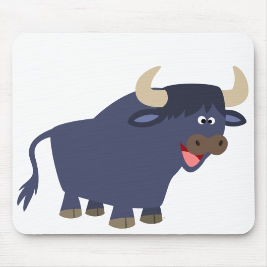 Cute Friendly Cartoon Bull Mousepad Muismat (Voorkant)