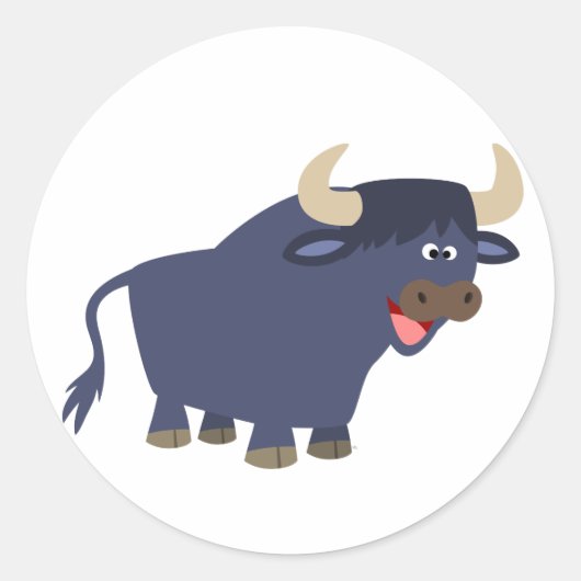 Cute Friendly Cartoon Bull Sticker (Voorkant)
