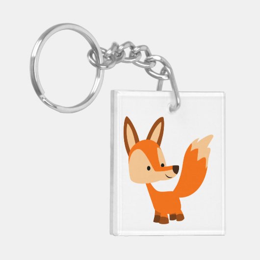 Cute Friendly Cartoon Fox AcrylSleutelhanger Sleutelhanger (Voorkant Links)