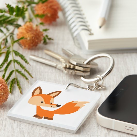 Cute Friendly Cartoon Fox AcrylSleutelhanger Sleutelhanger (Voorkant Rechts)