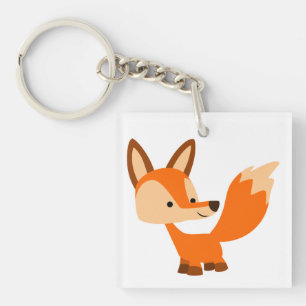 Cute Friendly Cartoon Fox AcrylSleutelhanger Sleutelhanger