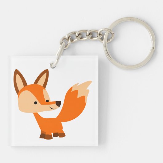 Cute Friendly Cartoon Fox AcrylSleutelhanger Sleutelhanger (Achterkant)