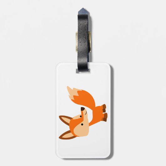 Cute Friendly Cartoon Fox Bagagelabel (Achterkant verticaal)