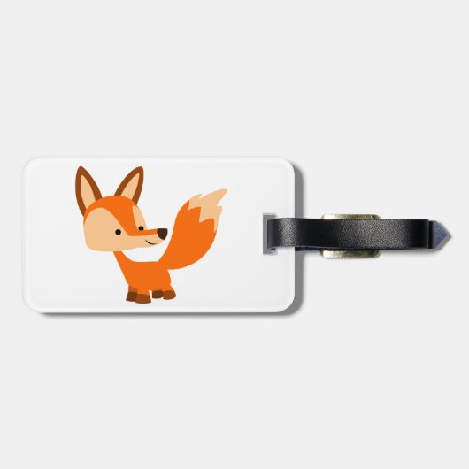 Cute Friendly Cartoon Fox Bagagelabel (Achterkant horizontaal)