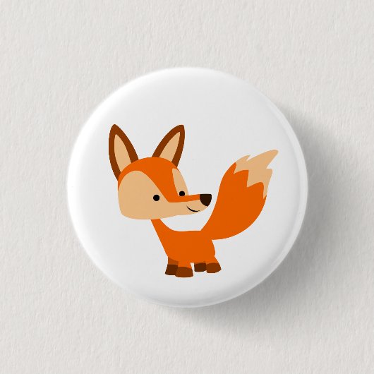 Cute Friendly Cartoon Fox Button Badge (Voorkant)