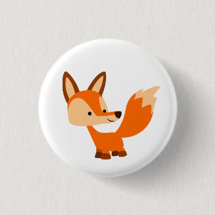 Cute Friendly Cartoon Fox Button Badge