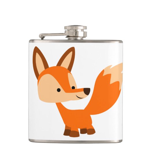 Cute Friendly Cartoon Fox Hip Flask Heupfles (Voorkant)