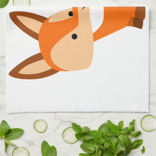 Cute Friendly Cartoon Fox Kitchen Towel Theedoek (Gevouwen)