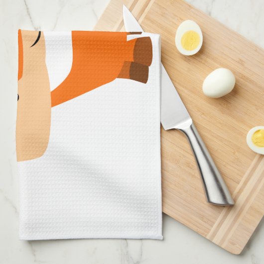Cute Friendly Cartoon Fox Kitchen Towel Theedoek (Quarter Fold)