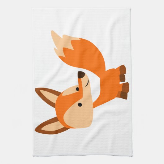Cute Friendly Cartoon Fox Kitchen Towel Theedoek (Verticaal)