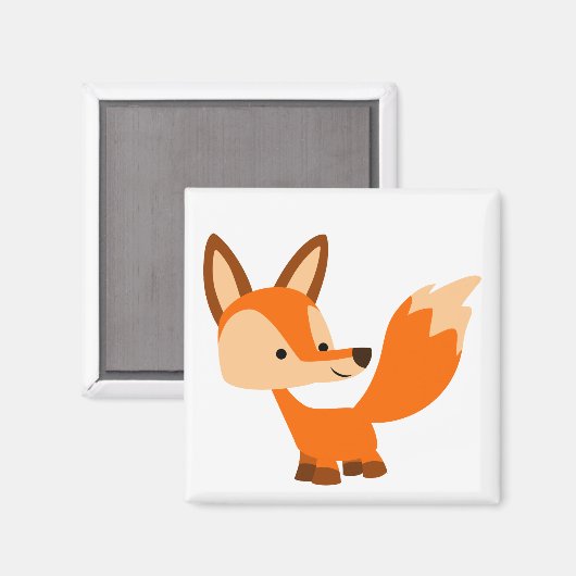 Cute Friendly Cartoon Fox Magnet (Voorkant / Achterkant)
