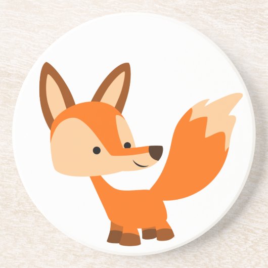 Cute Friendly Cartoon Fox Onderzetter (Voorkant)