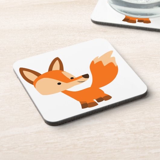 Cute Friendly Cartoon Fox Onderzetters Set (Linkerzijde)